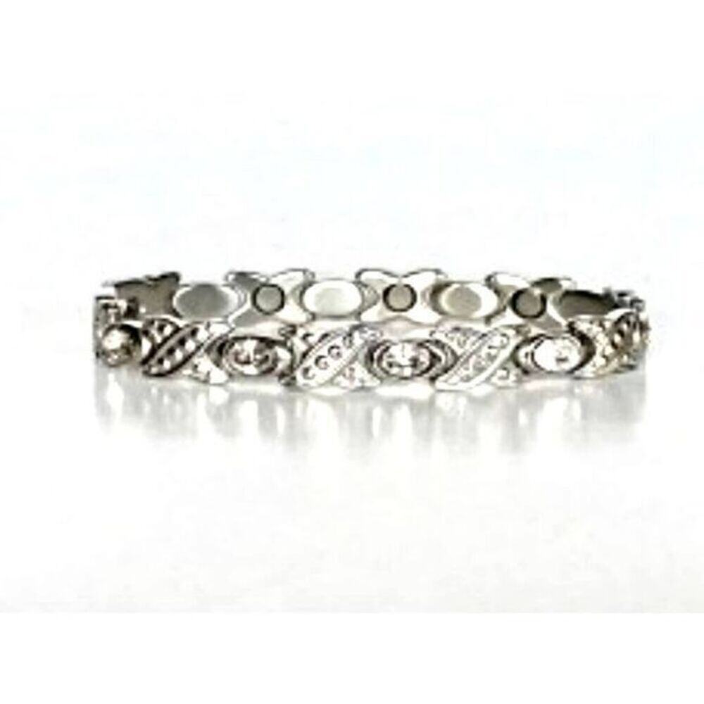 NEW, Stainless magnetic bracelet w CZs.‎ 7.5 inches